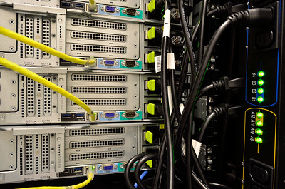 Image of a servers on a server rack.